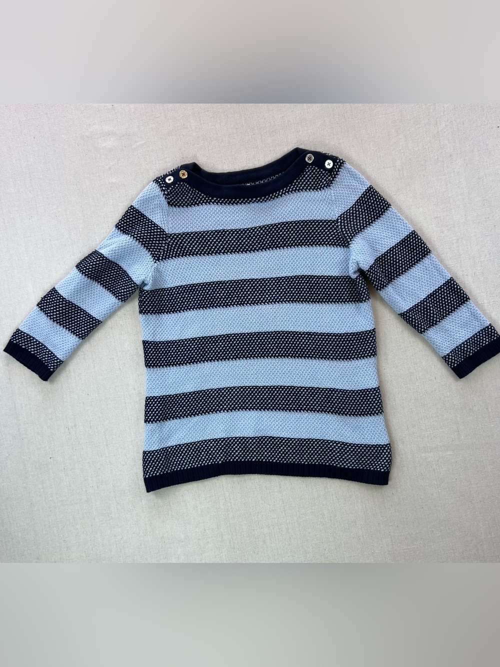 Women’s Dark Light Blue Nautical Preppy Business Chic Casual 3/4 Sleeve - Size S